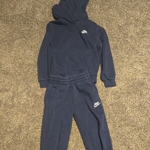 Nike Small Kids Dark Blue Sweatpants & Hoodie Set